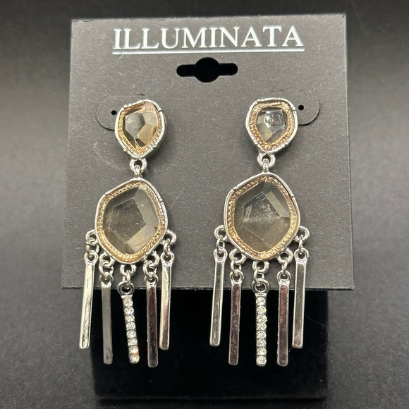 Silver crystal bling dangling earrings by Illuminati - Picture 4 of 4